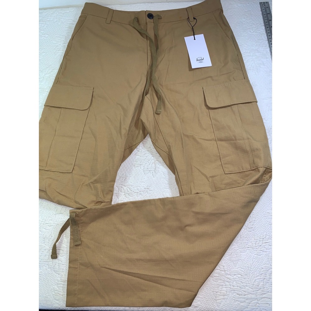 Herschel Supply Co Mens Cargo Pants Coyote Tan Ripstop Drawstring Size‎ M 50063